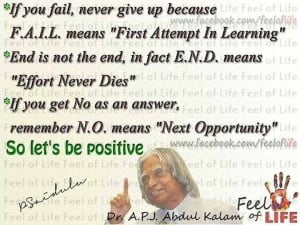 APJ Abdul Kalam Be Positive Fb Share